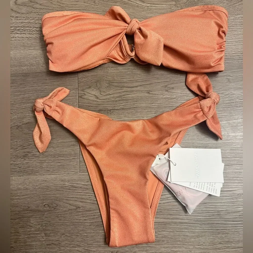 SOLD Zimmermann Pattie Shimmer Bikini Set In Apricot Size AU 0 - Picture 1 of 4